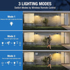 Peasur White Frame Solar Motion Sensor Lights Outdoor, 2 Packs 180LED Warm Solar Wall Lights Waterproof, 3 Modes Fence Security Lighting for Deck Yard Stairs Garden