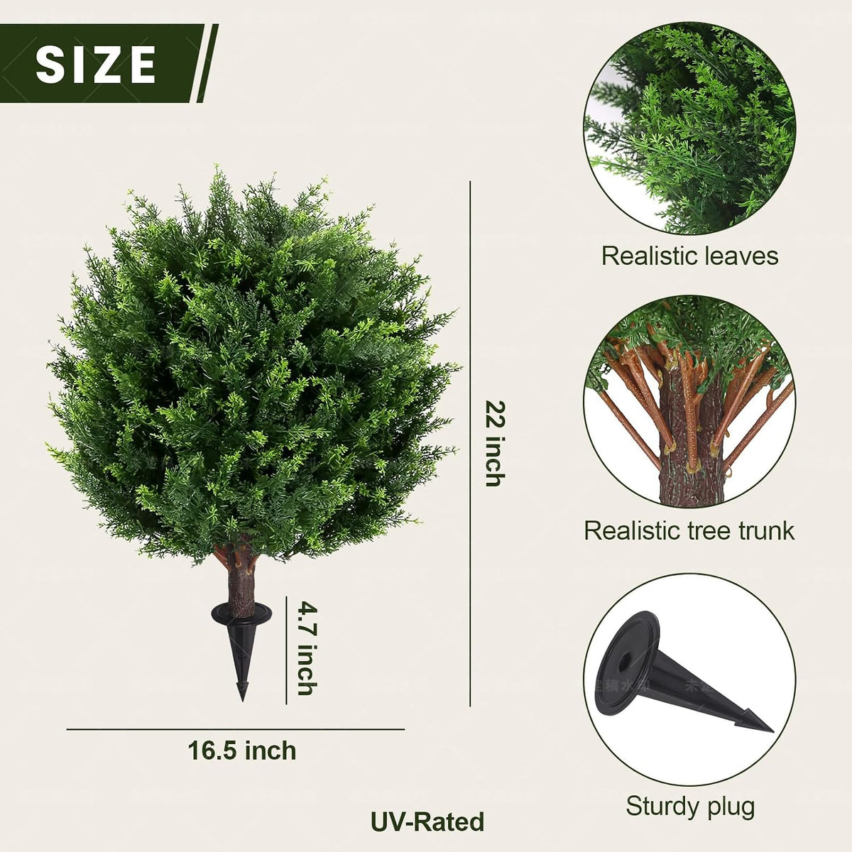 22''t artificial cedar topiary ball tree 2 pack shown in use