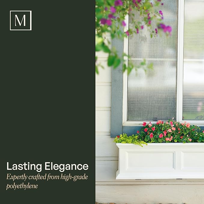 Mayne Fairfield 2-Foot Window Box – Self-Watering, Weather-Resistant Planter for Flowers – Durable Design for Outdoor Use, Perfect for Windows
