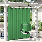Easy-Going Linen Look Outdoor Curtains Waterproof Windproof Porch Curtains, Soft Thicken Outdoor Privacy Curtains for Patio, Gazebo, Grommet Top and Tab Bottom Drape, 1 Panel, 110x96 inch, Green