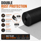 HORCH Black Hardware Cloth 1/2 inch 24 x 100 ft 19 Gauge | Chicken Wire Mesh Roll, Chicken Wire Fencing, Wire Fence Roll, Tree Guard, Rat Wire, Hardware Mesh