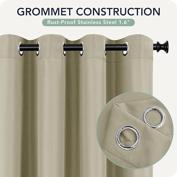 Outdoor Curtains for Patio Waterproof 6 Panels - Windproof, Privacy, Weatherproof Outside Drapes for Gazebo Pergola Porch, Grommet Top and Tab Bottom, 54x108 Inch, Taupe