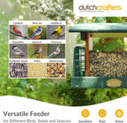 DutchCrafters Poly Hopper Bird Feeder with Suet Holder, Large Suet Feeder for Birds, Outdoor Hanging - Amish American Made (Turf Green & Cedar)