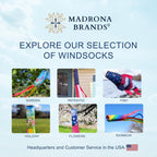 Madrona Brands American USA Liberty Flowers Windsock | Durable Outdoor Patriotic Hanging Wind Flag Decoration | Yard, Porch, Patio | 48 Inch