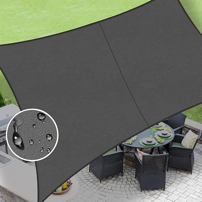LOVE STORY Rectangle 8'x16' Waterproof Sun Shade Sail Canopy UV Block for Outdoor Patio Backyard Carport,Dark Grey(We Make Custom Size)