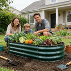 Gardmax Galvanized Raised Garden Bed, Lightweight Planter Boxes Outdoor with Easy Assembly, Large Garden Bed for Vegetables, Fruits, Flower Dark Green 8FT
