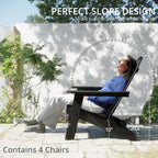 LUE BONA Folding Adirondack Chairs Set of 4, HDPS Fire Pit Chairs, Black | All-weather-resistant, ergonomic curved design, all-day comfortable sitting, HDPS Distinct texture & vibrant rich colors