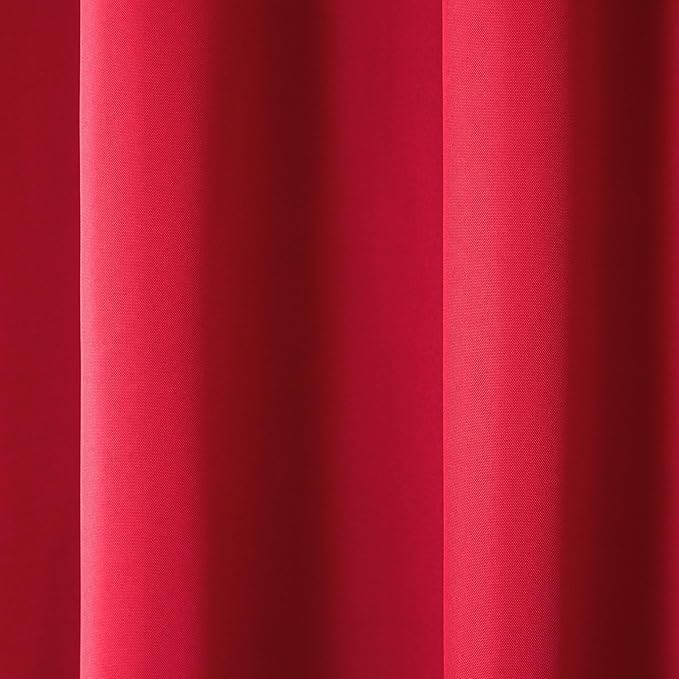 TOWN & COUNTRY BASICS Cabana Solid Heavyweight Indoor Outdoor Curtains, Light Filtering Opacity with Grommet Top, Water Repellent, 2-Pack Set, 54"x84", Radiant Red