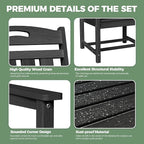 HDPE Outdoor Patio Dining Set with Table & 4 Chairs, All-Weather 5-Piece Outdoor Table and Chairs, 2" Umbrella Hole, Patio Furniture for Garden, Backyard, Deck | Matte Black