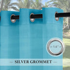 RYB HOME Outdoor Sheer Curtains Waterproof for Patio, Linen Look Semi Transparent Airy Drapes Sun Light Filter for Cabana Pavilion Balcony, 54 inch Wide by 96 inch Long, 2 Pcs, Teal