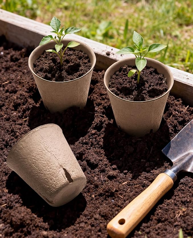 homenote Peat Pots, 3.15/4 Inch 60 Pcs Seed Starting Pots with Drainage Holes Round Nursery Plants Pots with Bonus 20 Plant Labels