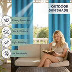 Outdoor Curtains for Patio Waterproof - 6 Panels Privacy Weatherproof Outside Curtains with Grommets for Pergola, Gazebo, Porch, Cabana, Balcony, 54 x 108 Inch, Teal