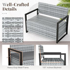 Tangkula 40 Gallon Outdoor Bench with Storage, Patio Wicker Storage Bench with Cushion, Cover, Metal Frame, Deck Box Seat for Backyard, Poolside, Balcony, Garden