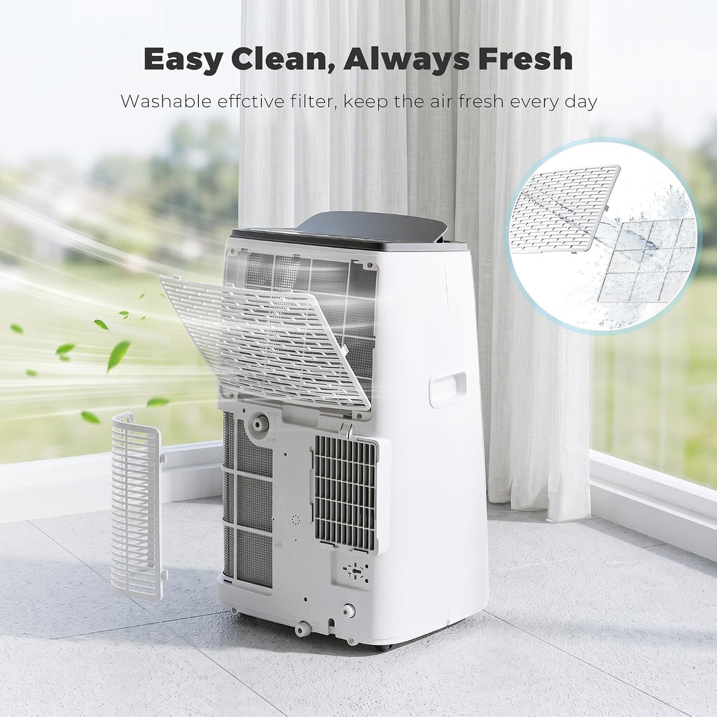 14000btu portable air conditioners, floor stand portable ac, front angle view
