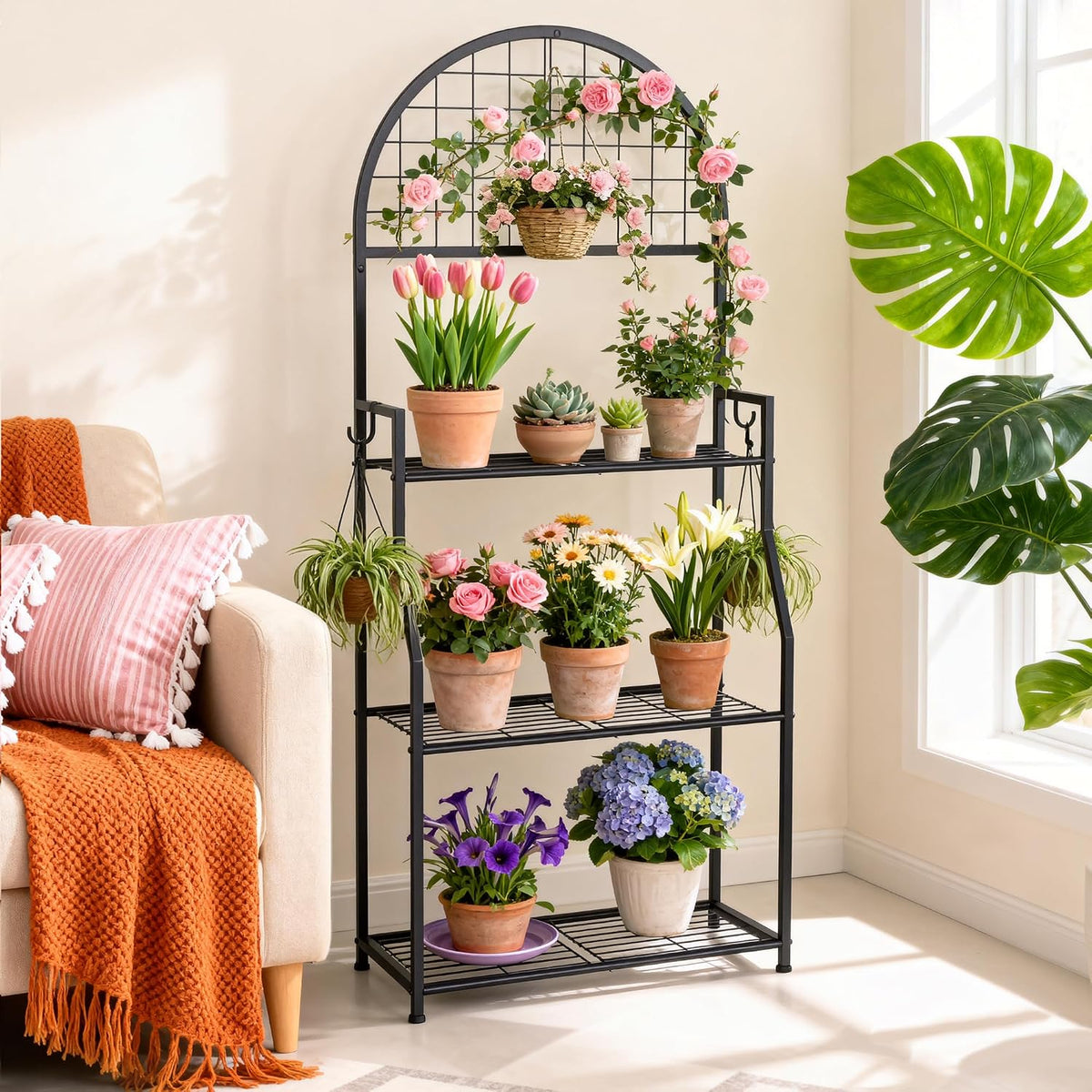 vgmiu 3 tier plant stand indoor outdoor, metal, package contents