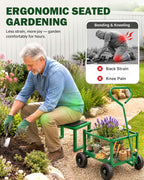 hulisen garden cart with detachable seat, rolling garden showing dimensions