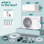 serenelife 12,000 btu mini split air conditioner &, front angle view