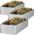 FRIZIONE 3pcs Tall 4x2ft Galvanized Raised Garden Bed Outdoor,Steel Garden Bed for Vegetables,Above Ground Garden Box for Flower,Metal Raised Beds for Gardening