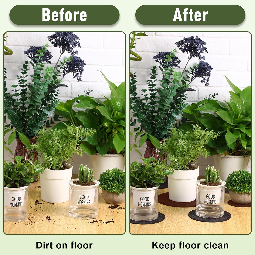 Patelai 16 Pieces 4 Sizes Cork Plant Coasters 4/6/ 8/10 Inch Round Fabric Reversible Cork Trivets Pads for Houseplants Indoors Waterproof Absorbent Waterproof Tray Pot for Drink(Brown, Charcoal)