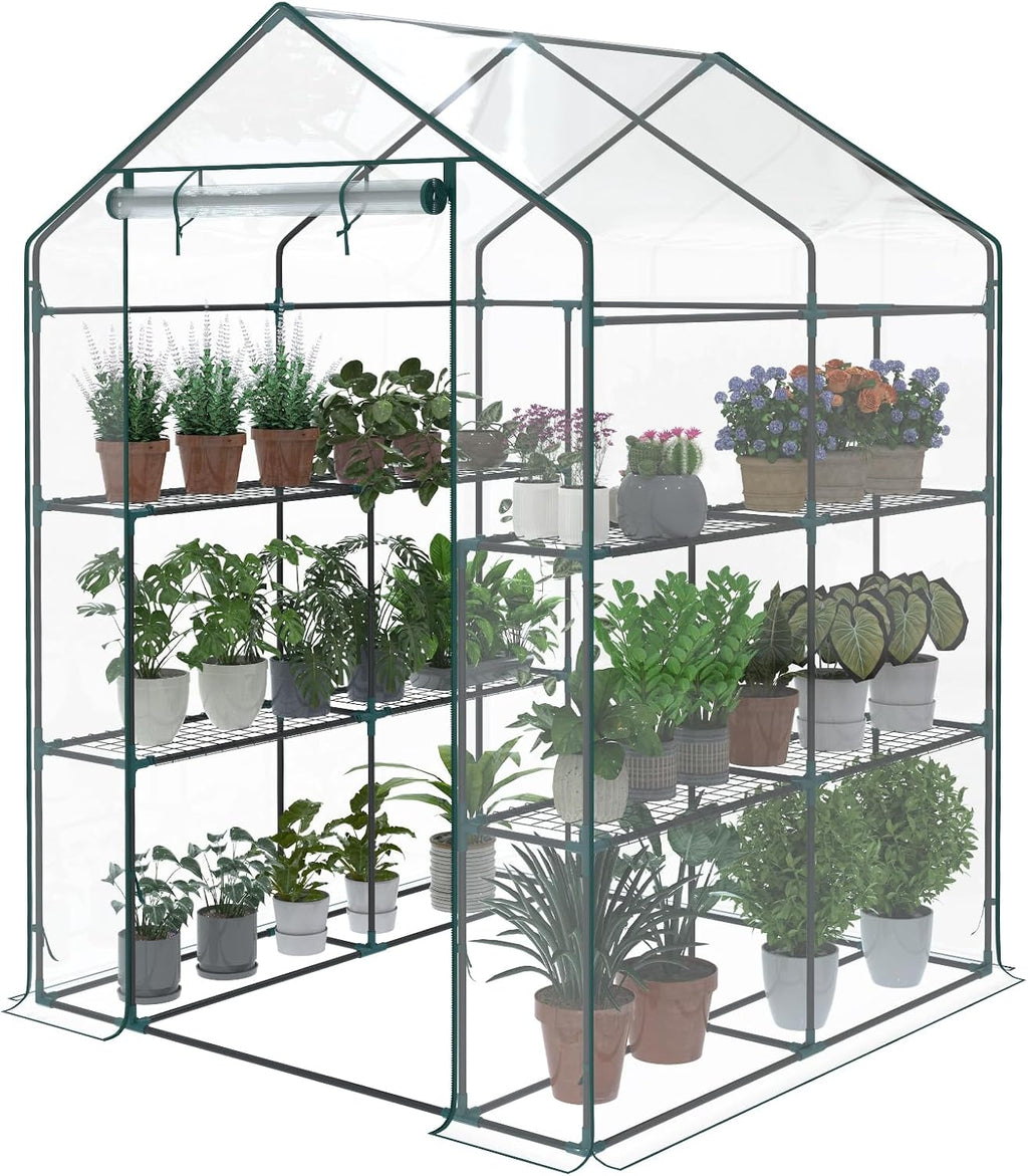 sweetcrispy 56"x56"x77" outdoor greenhouse, with 2 tier 8, main product view