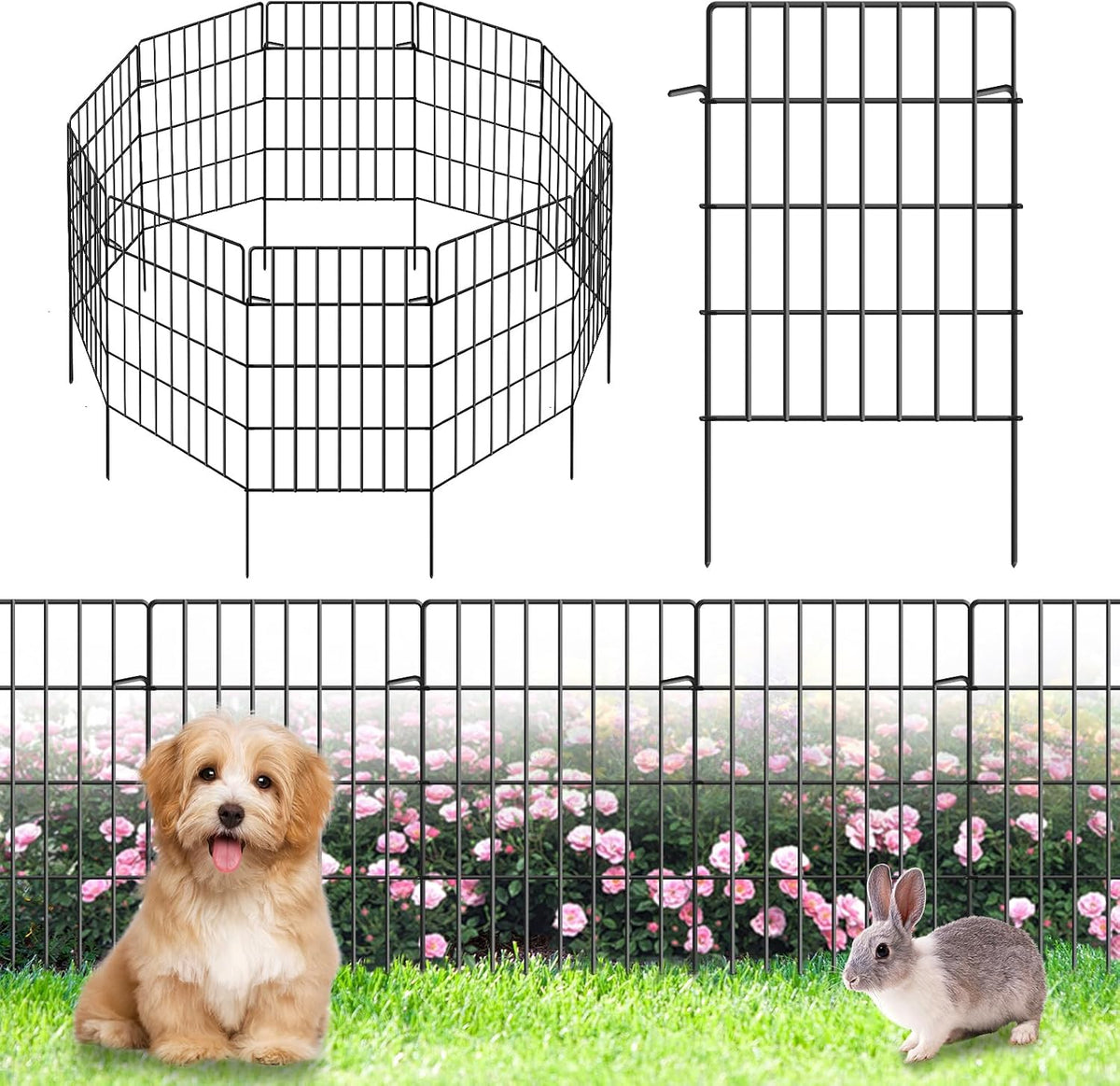decorative garden fence total 32.5ft (l) x 24in, main product view