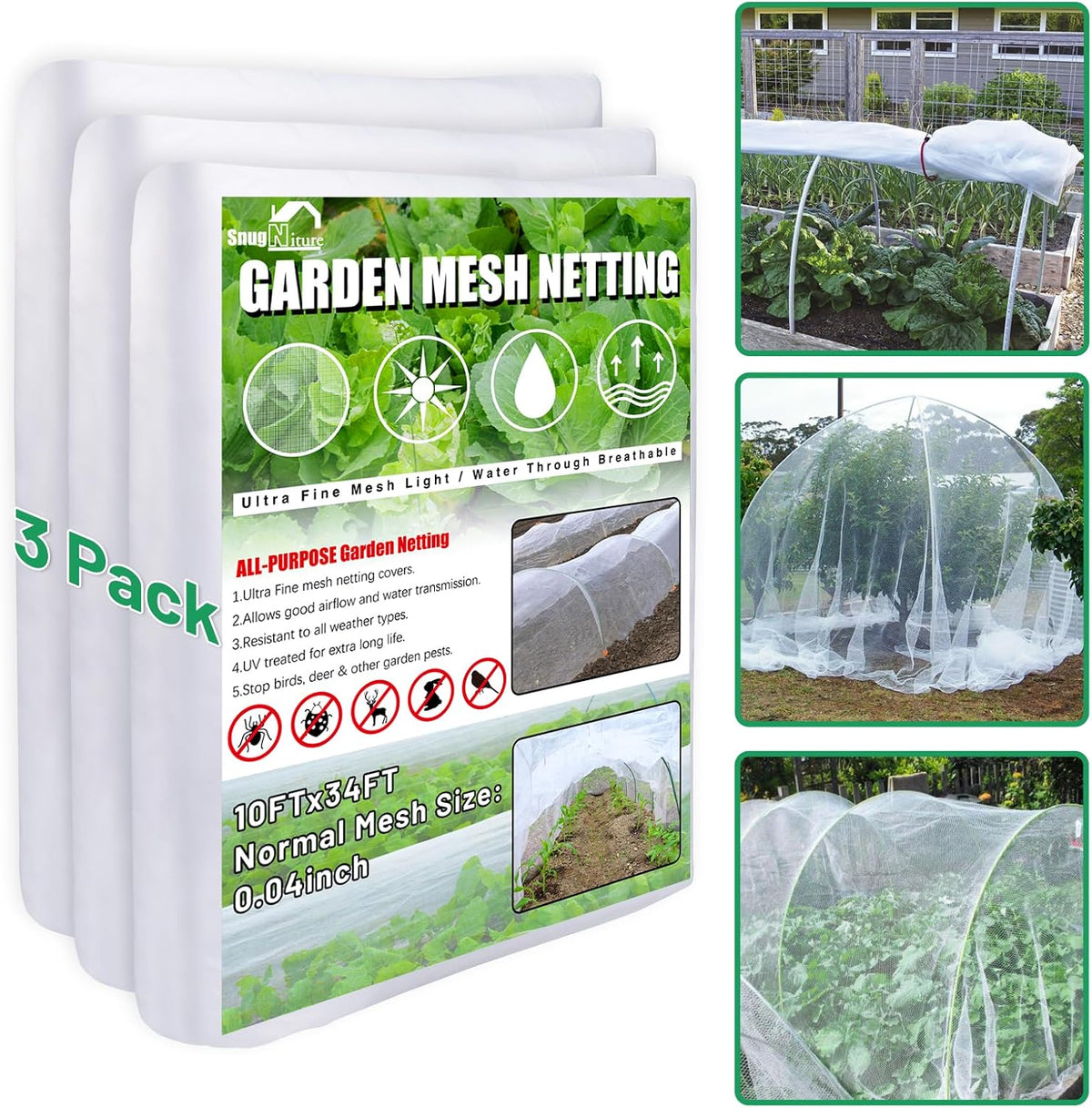 snugniture garden netting, ultra fine mesh, 10x33 ft, main product view