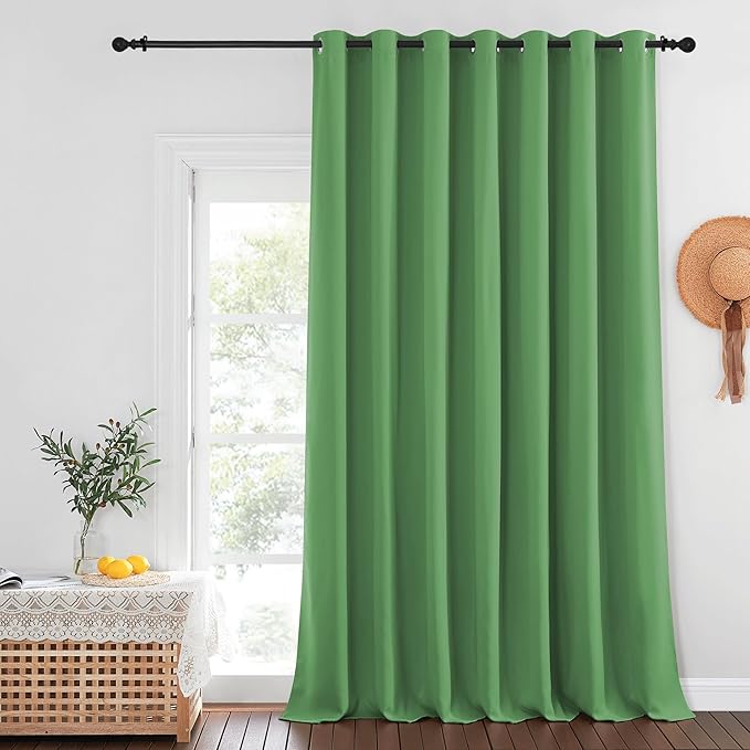 NICETOWN Froest Green Blackout Curtains for Bedroom/Living Room 132 Inch Length - Thermal Insulated Room Darkening Grommet Top Window Curtains (100 by 132 - Inch, 1 Panel)