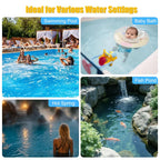 Solar Pool Thermometer Floating,Digital Pool Thermometer,Waterproof IPX8 | Large easy-read display.Includes tether rope for secure floating.Switch between °F/°C. Perfect for pools,hot tubs & ponds