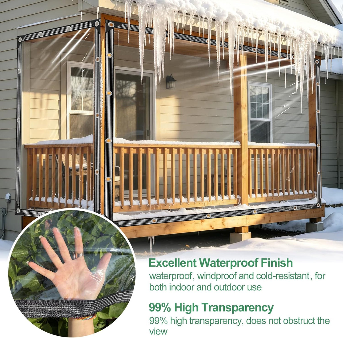 clear tarp 6x16ft heavy duty waterproof clear tarps, close-up detail