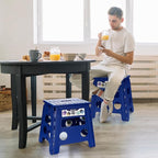 Delxo Folding Step Stool, 13 inch Non-Slip Foldable Stools for Kids & Adults Up to 300 LBS, Step Stool with Handle, Lightweight for Kitchen, Bathroom, Bedroom, Garden, Blue, 1PC