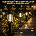 Solar Pathway Lights Outdoor, 8 Pack Warm White Tungsten Filament Solar Lights, 3 Lighting Modes, Auto On/Off, IP65 Waterproof, Dusk to Dawn Solar Garden Lights for Yard, Driveway, Lawn & Landscape