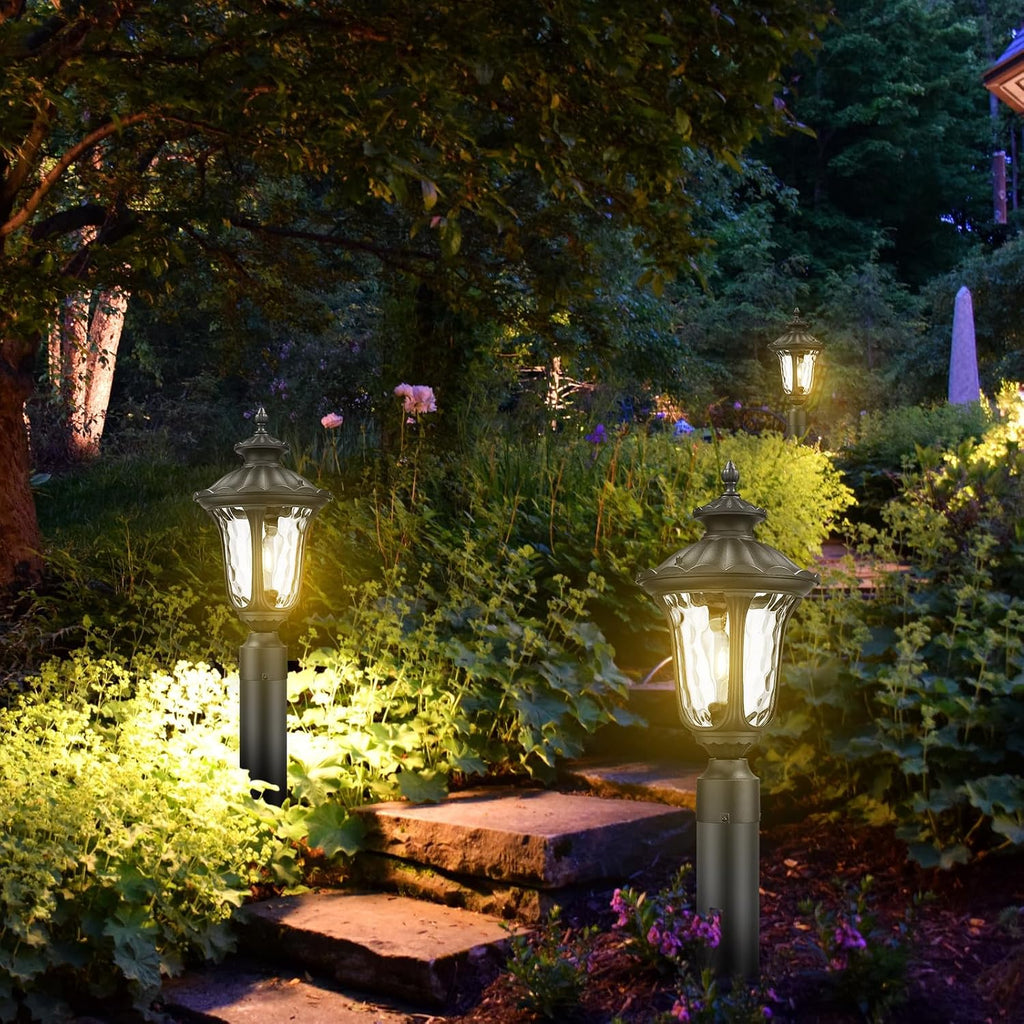 Outdoor Post Lights Fixtures, 18'' Medium Black Aluminum Waterproof and Anti-Rust Pole Lantern Lighting Fixture for Walkway, Patio, Porch