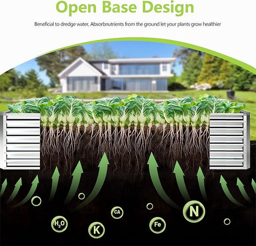 4x2x2FT Galvanized Raised Garden Bed,Galvanized Planter Boxes Outdoor, Large Metal Raised Garden Beds for Vegetables-Silver
