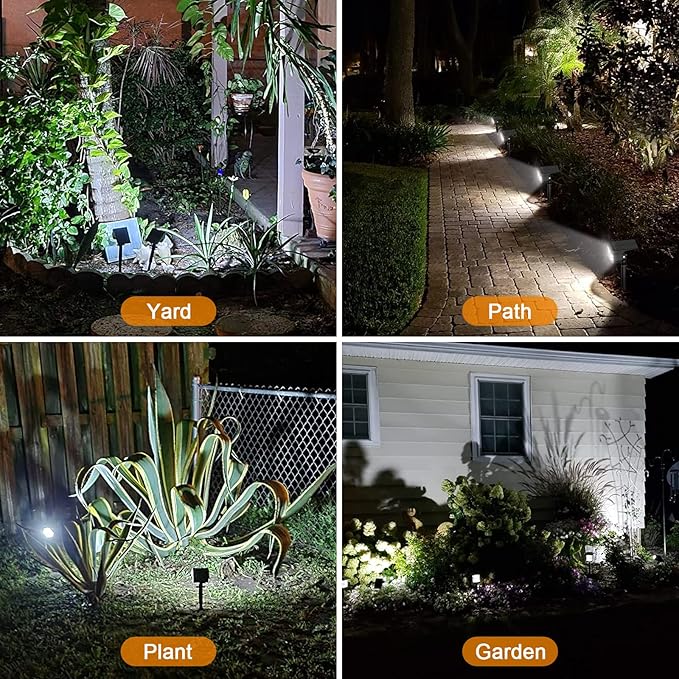 LANSOW Solar Spot Lights Outdoor, [8 Pack/76 LED] 2-in-1 Solar Landscape Spotlights, 3 Modes IP65 Waterproof Dusk to Dawn Solar Powered Flood Wall Lights for Outside Yard Garden Pathway(Cool White)