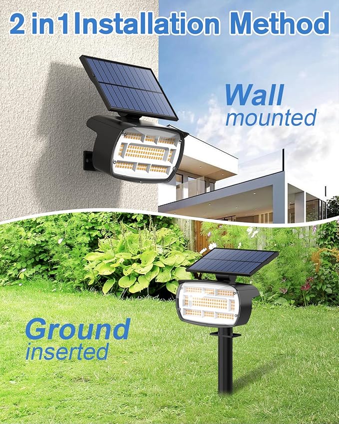 Fabrito 136 LED Solar Spot Lights Outdoor 4 Packs Warm White