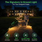 In Ground Landscape Lighting Low Voltage - 2700K-5000K 5 Color Selectable LED IP67 Well Lights, Turret Top 12V Outdoor in-Grade Light, ORB Aluminum for Driveway Garden Lawn 3W 170LM 4 Pack