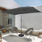 JEAREY 6.5x10 ft Rectangular Patio Umbrellas Rectangle Outdoor Umbrella with Push Button Tilt and Crank, Market Table Umbrella 6 Sturdy Ribs UV Protection for Poolside Garden Backyard Deck, Gray