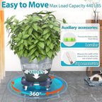 VANCASTLE Plant Caddy with Lockable Wheels Heavy Duty 450lbs Capacity, 15-22 Inch Adjustable Plant Stand with Wheels Rolling base, Plant Dolly for Flower Pot Mover Indoor Outdoor, Blue, 2 Pack
