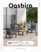 Aluminum Modular Outdoor Patio Furniture Set, 6 Seats Sectional Sofa Set with Adjustable Backrest & Thick Cushions, All-Weather L-Shaped Corner Set with Table for Garden & Yard, Graphite