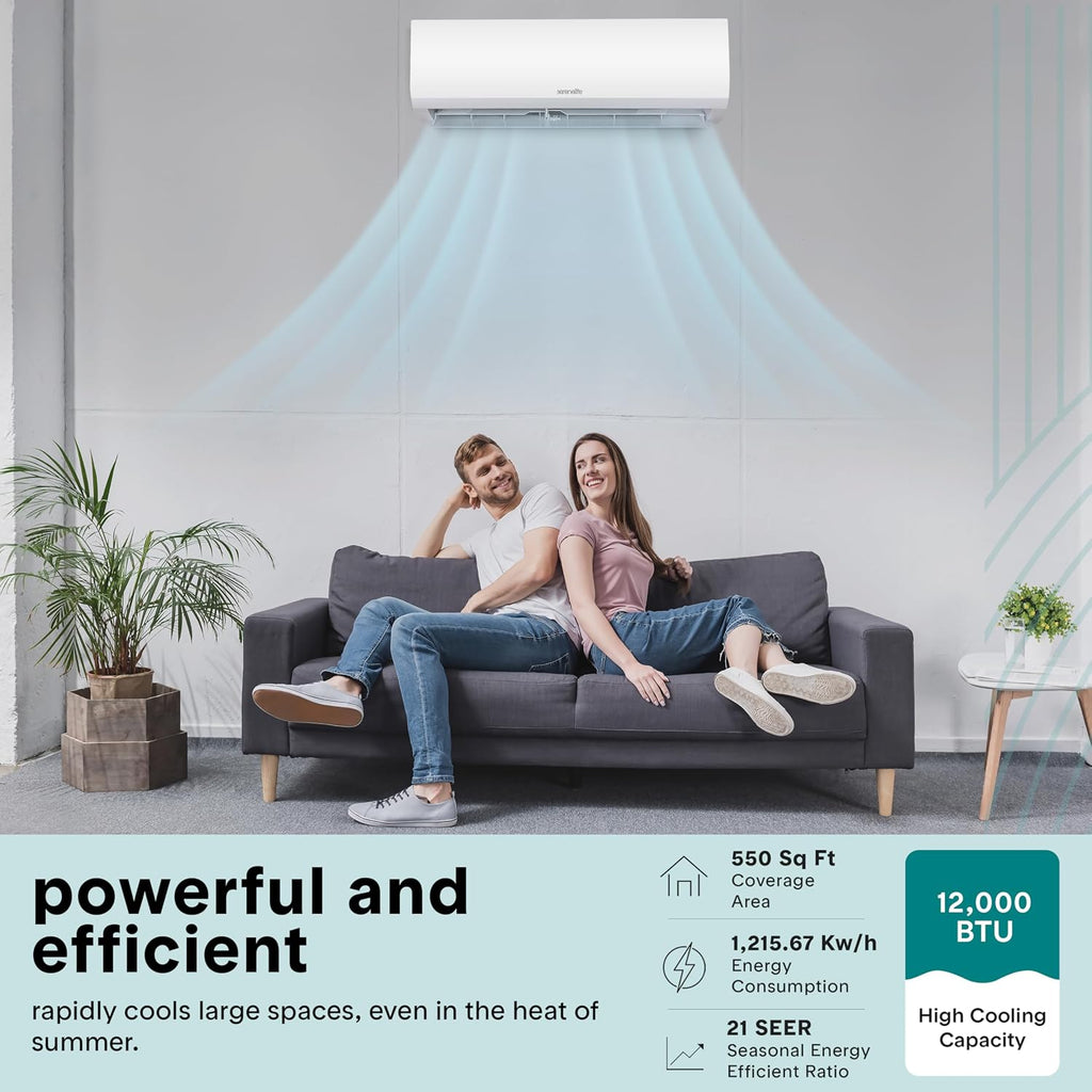 serenelife 12,000 btu mini split air conditioner &, close-up detail