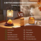 Homelist Candle Warmer Lamp Adjustable Height, with Timer & Dimmer, Black | Decorative Wax Warmer Lamp with Ripple Glass Shade, Cozy Bedroom Home Decor/Housewarming Gift for Women/Sister/Wife