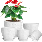 5 Pcs Plant pots, 7.5/6.5/5.7/4.9/4.1 inch Pots for Plants, Flower Pot Indoor Modern Decorative Plant Pot, Plant Pots Indoor with Drainage and Saucer for All House Plants, Spray Spots