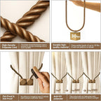 Hion Magnetic Curtain Tiebacks Dark Brown 6 Pack, Curtain Tiebacks Buckles Holdbacks Holders Hooks Clip for Home Bedroom Office Decorative Thick or Thin Curtain