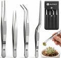 4pcs Garden Tweezers Set - 6.3" Long Plant Tweezers for Succulent, Bonsai & Cactus Gardening - Stainless Steel Multi Purpose Seed Tweezer Tools For Kitchen, Crafts, Aquarium, Reptile