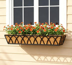 30 Inch Window Deck with Coco Liner, Fence Metal Hanging Flower Planter Window Basket Deck Railing Planter Boxes for Outdoor Garden Lawn，30" Window Boxes Horse Trough with Coconut Coir Liner, 2pcs