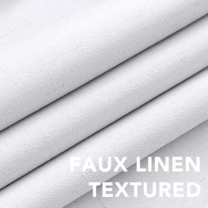 H.VERSAILTEX Primitive Linen Curtains 100% Blackout Curtain Drapes Burlap Curtains with White Thermal Insulated Liner, Grommet Top Drapes Living Room/Bedroom (2 Panels, 42 x 63 Inch, Bright White)