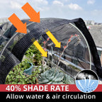 40% shade cloth for garden, 6x12ft black heavy, side view