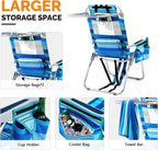 16" Tall Beach Chairs for Adults,2-Pack Lightweight Backpack Chair with 5-Position,Cooler Bag,Cup Holder,Towel Rack，Suitable for Camping Pool Patio Lawn Outdoor Travel