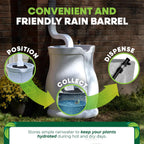 FCMP Outdoor Catalina 45-Gallon Rain Barrel – BPA-Free Flat-Back Design with 3.5 Foot Garden Hose, Shut-Off Thumb Valve, and Fixed Lid (RB-CAT-LTGRNT) Light Granite | BPA-Free Flat-Back Design with 3.5 Foot Garden Hose, Shut-Off Thumb Valve, and Fixed Lid