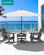 SERWALL Outdoor Coffee Table with 1.69" Umbrella Hole, HDPE Patio Coffee Table for Outside, Rectangle, Gray